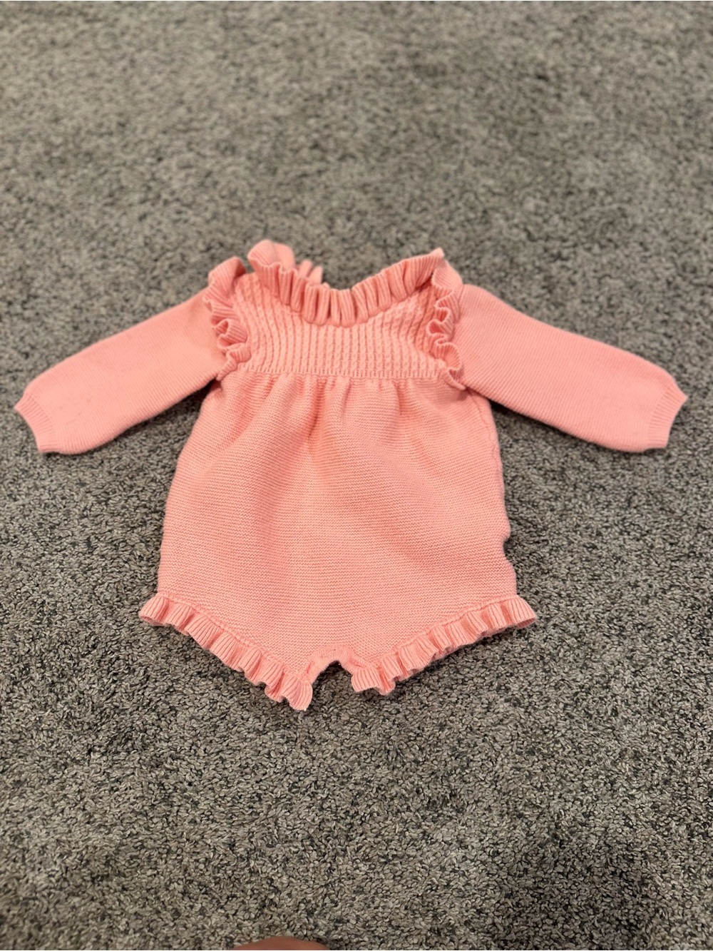 Janie and Jack Pink Knit Ruffle Romper